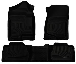 GMC Sierra Floor Liners - Front + Rear - Husky Liners - WeatherBeater Combo - Black - `07-`12